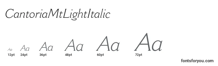 CantoriaMtLightItalic Font Sizes