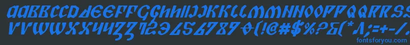 フォントPiperPieBoldItalic – 黒い背景に青い文字