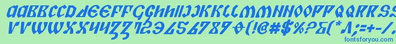 PiperPieBoldItalic-Schriftart – Blaue Schriften auf grünem Hintergrund