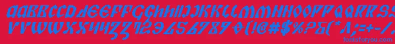 Czcionka PiperPieBoldItalic – niebieskie czcionki na czerwonym tle