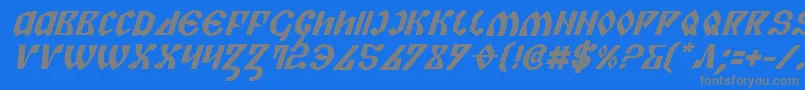 PiperPieBoldItalic Font – Gray Fonts on Blue Background