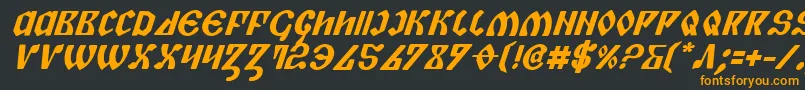 フォントPiperPieBoldItalic – 黒い背景にオレンジの文字