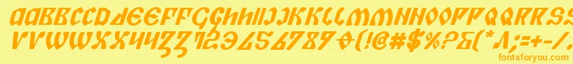 PiperPieBoldItalic-Schriftart – Orangefarbene Schriften auf gelbem Hintergrund