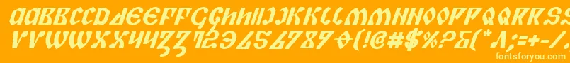 PiperPieBoldItalic-Schriftart – Gelbe Schriften auf orangefarbenem Hintergrund