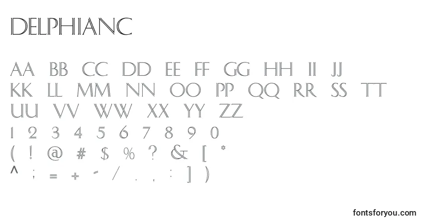 A fonte Delphianc – alfabeto, números, caracteres especiais