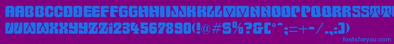 フォントDyeCutRegular – 紫色の背景に青い文字