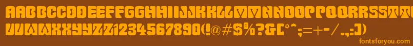 DyeCutRegular-Schriftart – Orangefarbene Schriften auf braunem Hintergrund