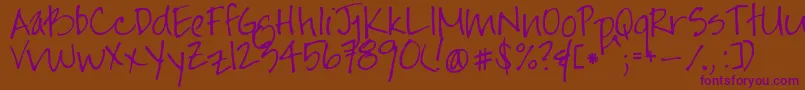 Jayneprintyoff Font – Purple Fonts on Brown Background