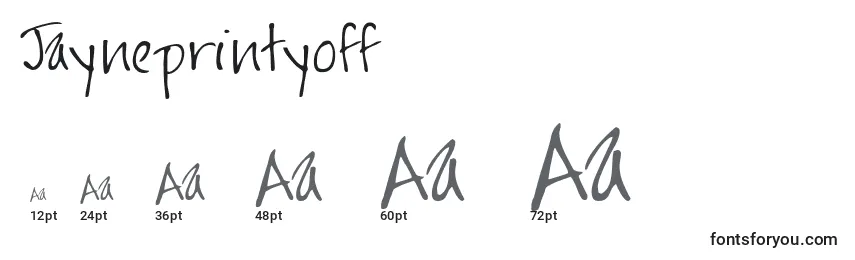Размеры шрифта Jayneprintyoff