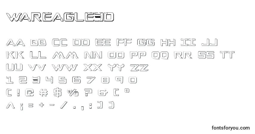 Schriftart Wareagle3D – Alphabet, Zahlen, spezielle Symbole