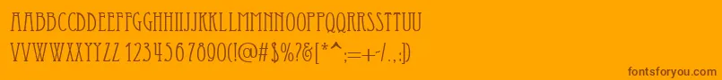 Essediai-Schriftart – Braune Schriften auf orangefarbenem Hintergrund