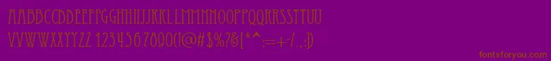 Essediai-Schriftart – Braune Schriften auf violettem Hintergrund