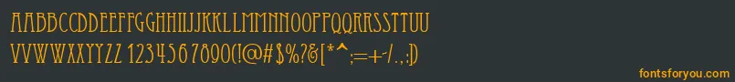 Essediai-Schriftart – Orangefarbene Schriften auf schwarzem Hintergrund