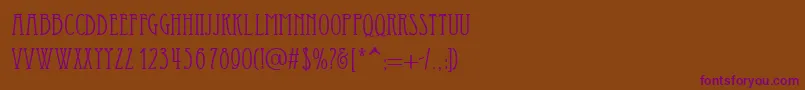 Essediai-Schriftart – Violette Schriften auf braunem Hintergrund