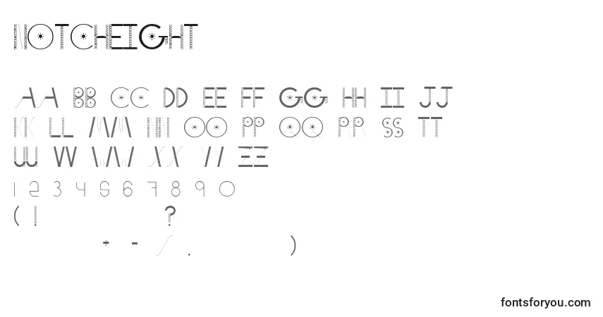 Schriftart Notcheight – Alphabet, Zahlen, spezielle Symbole