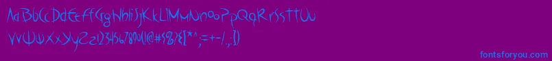 フォントPoseiaoe – 紫色の背景に青い文字