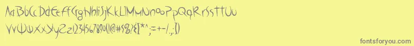 フォントPoseiaoe – 黄色の背景に灰色の文字