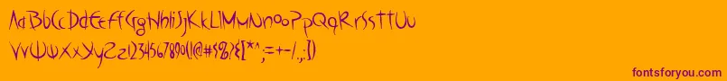 Poseiaoe-Schriftart – Violette Schriften auf orangefarbenem Hintergrund