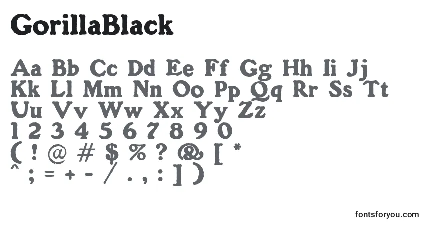 A fonte GorillaBlack – alfabeto, números, caracteres especiais