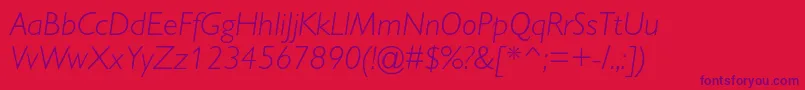 GillsanslightcItalic Font – Purple Fonts on Red Background