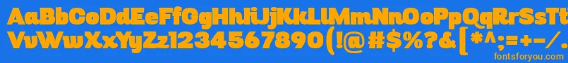 フォントDigitalinoRev11 – オレンジ色の文字が青い背景にあります。