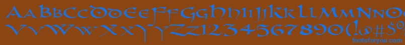 Uncl Font – Blue Fonts on Brown Background