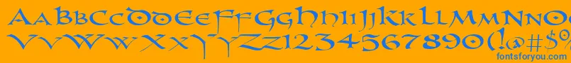 Uncl Font – Blue Fonts on Orange Background