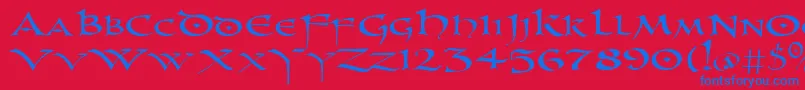 Uncl Font – Blue Fonts on Red Background