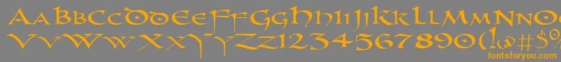 フォントUncl – オレンジの文字は灰色の背景にあります。