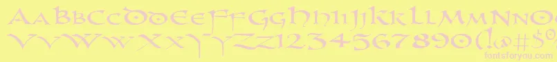 フォントUncl – ピンクのフォント、黄色の背景