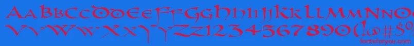フォントUncl – 赤い文字の青い背景