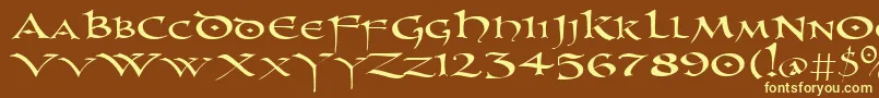 Uncl-fontti – keltaiset fontit ruskealla taustalla