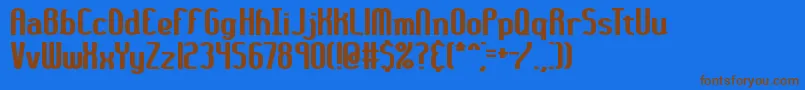フォント36DaysAgoThickBrk – 茶色の文字が青い背景にあります。