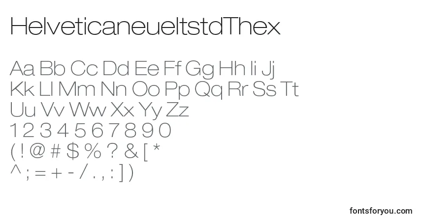 Czcionka HelveticaneueltstdThex – alfabet, cyfry, specjalne znaki