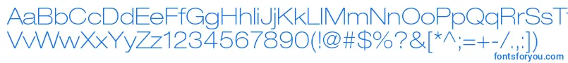 Fonte HelveticaneueltstdThex – fontes azuis em um fundo branco