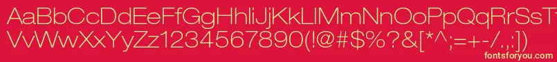 HelveticaneueltstdThex-fontti – keltaiset fontit punaisella taustalla