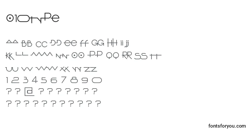 Schriftart O10Type – Alphabet, Zahlen, spezielle Symbole