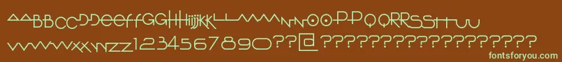 フォントO10Type – 緑色の文字が茶色の背景にあります。