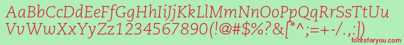 CaecilialtstdLightitalic Font – Red Fonts on Green Background