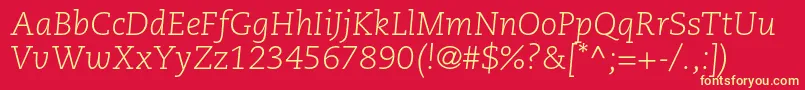 CaecilialtstdLightitalic Font – Yellow Fonts on Red Background