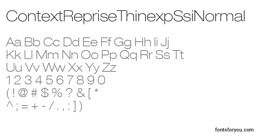 Czcionka ContextRepriseThinexpSsiNormal – alfabet, cyfry, specjalne znaki