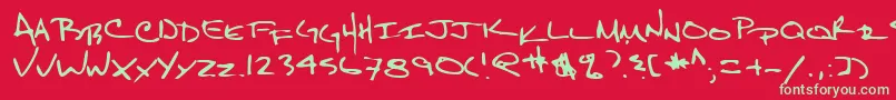 Lehn159 Font – Green Fonts on Red Background