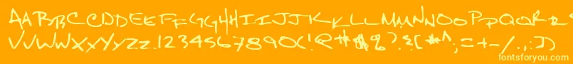 Lehn159-Schriftart – Gelbe Schriften auf orangefarbenem Hintergrund