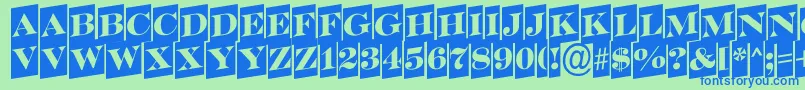 SerifertitulcmupRegular-Schriftart – Blaue Schriften auf grünem Hintergrund