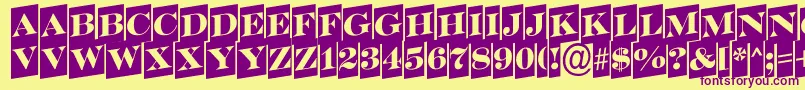 Czcionka SerifertitulcmupRegular – fioletowe czcionki na żółtym tle