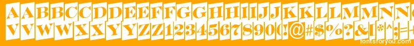 SerifertitulcmupRegular-Schriftart – Weiße Schriften auf orangefarbenem Hintergrund