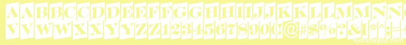 SerifertitulcmupRegular-fontti – valkoiset fontit keltaisella taustalla