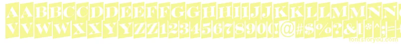 フォントSerifertitulcmupRegular – 白い背景に黄色の文字