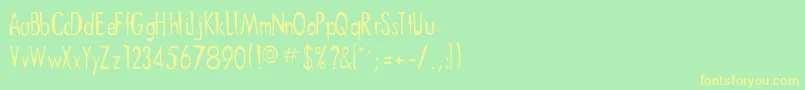 フォントSamuri – 黄色の文字が緑の背景にあります