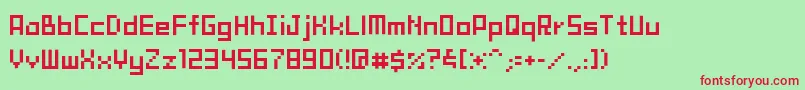 TamaMini02 Font – Red Fonts on Green Background
